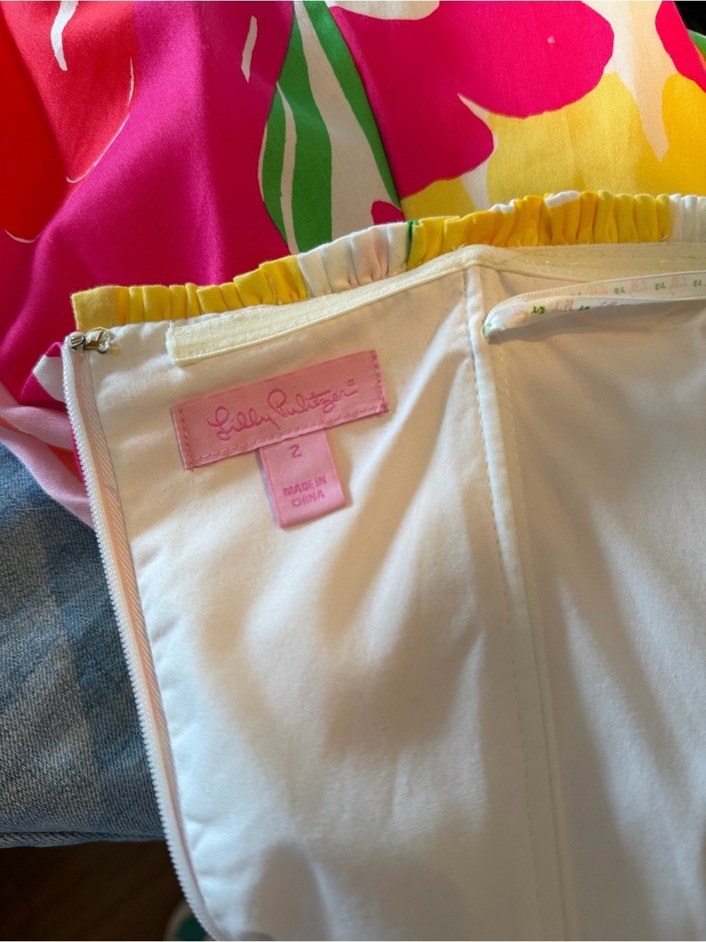Lilly Pulitzer Strapless Floral Cotton Mini Dress Pockets Size 2 NWOT - Picture 3 of 5